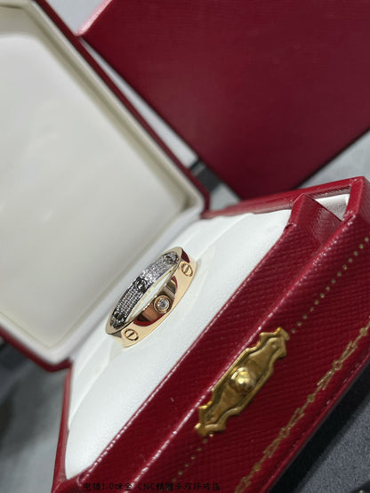 [Spark]LOVE PINK GOLD SILVER DIAMOND DOUBLE RING