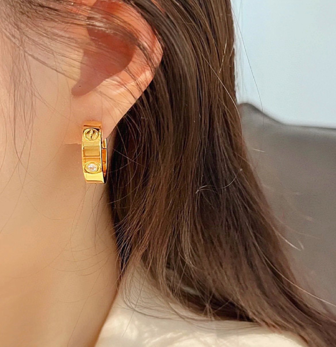 [Spark]LOVE 5.5MM 1 DIAMOND EARRINGS