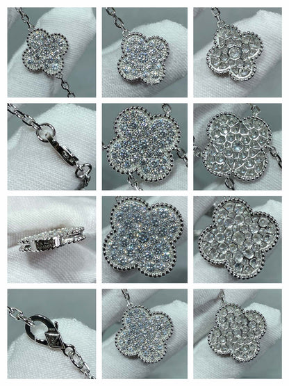 [Spark]CLOVER 6 MOTIF DIAMOND PAVED NECKLACE