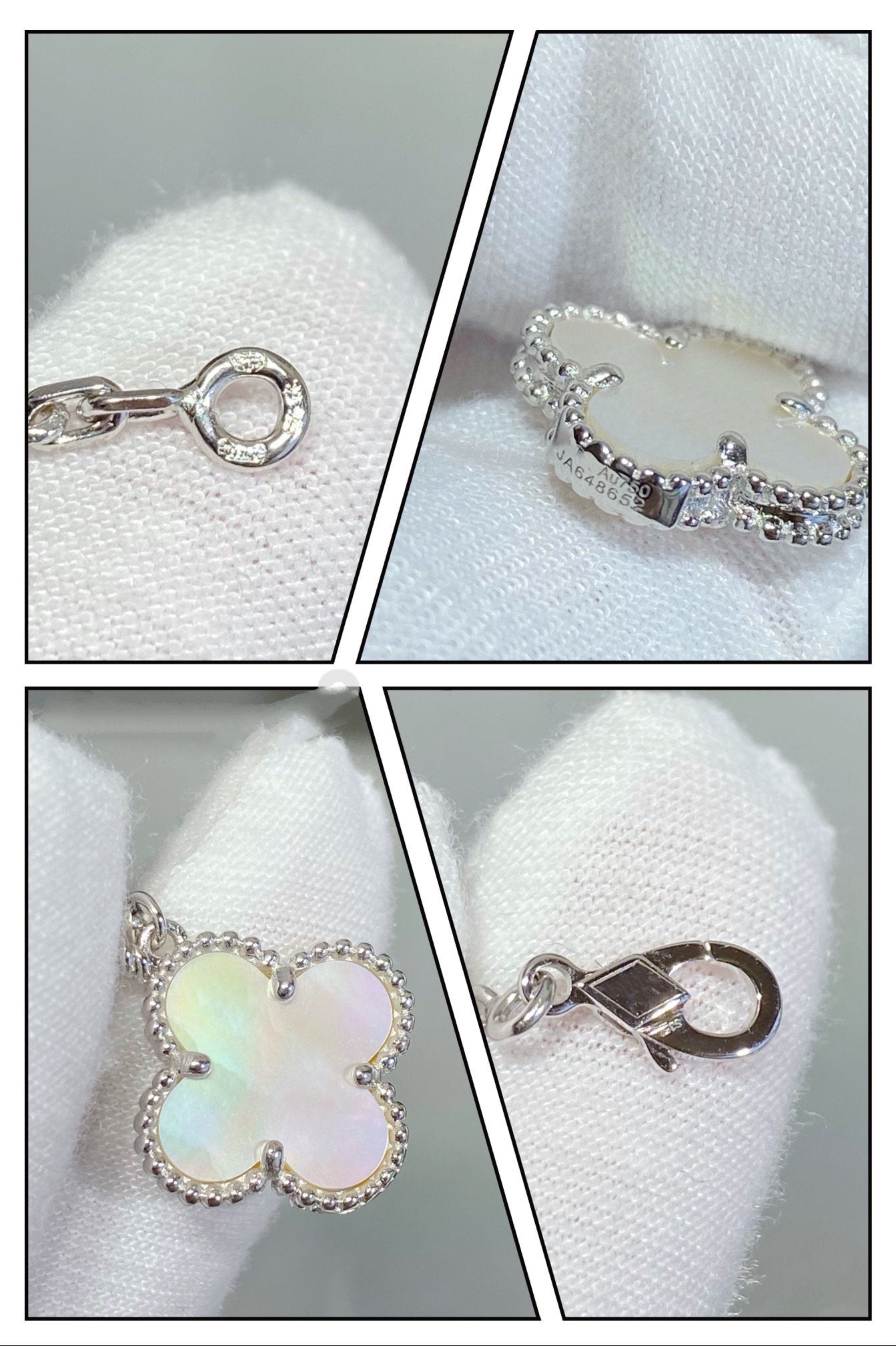 [Spark]CLOVER 5 MOTIF WHITE MOP SILVER BRACELET