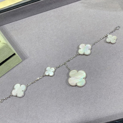 [Spark]CLOVER 5 MOTIF WHITE MOP SILVER BRACELET