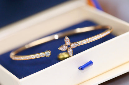 [Spark]IDYLLE PINK GOLD OPEN BRACELET DIAMOND PAVED