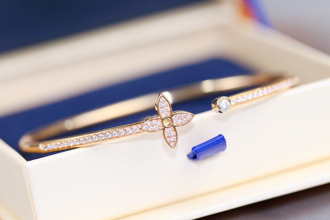 [Spark]IDYLLE PINK GOLD OPEN BRACELET DIAMOND PAVED