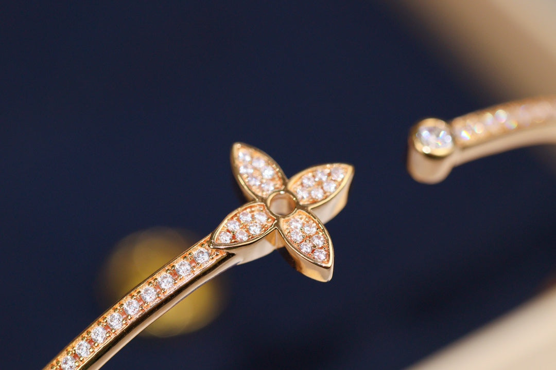 [Spark]IDYLLE PINK GOLD OPEN BRACELET DIAMOND PAVED
