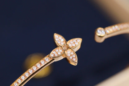 [Spark]IDYLLE PINK GOLD OPEN BRACELET DIAMOND PAVED