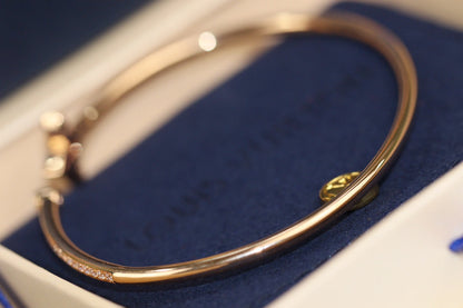 [Spark]IDYLLE PINK GOLD OPEN BRACELET DIAMOND PAVED