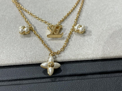 [Spark]FLOWERGRAM GOLD MOP DOUBLE ROW NECKLACE