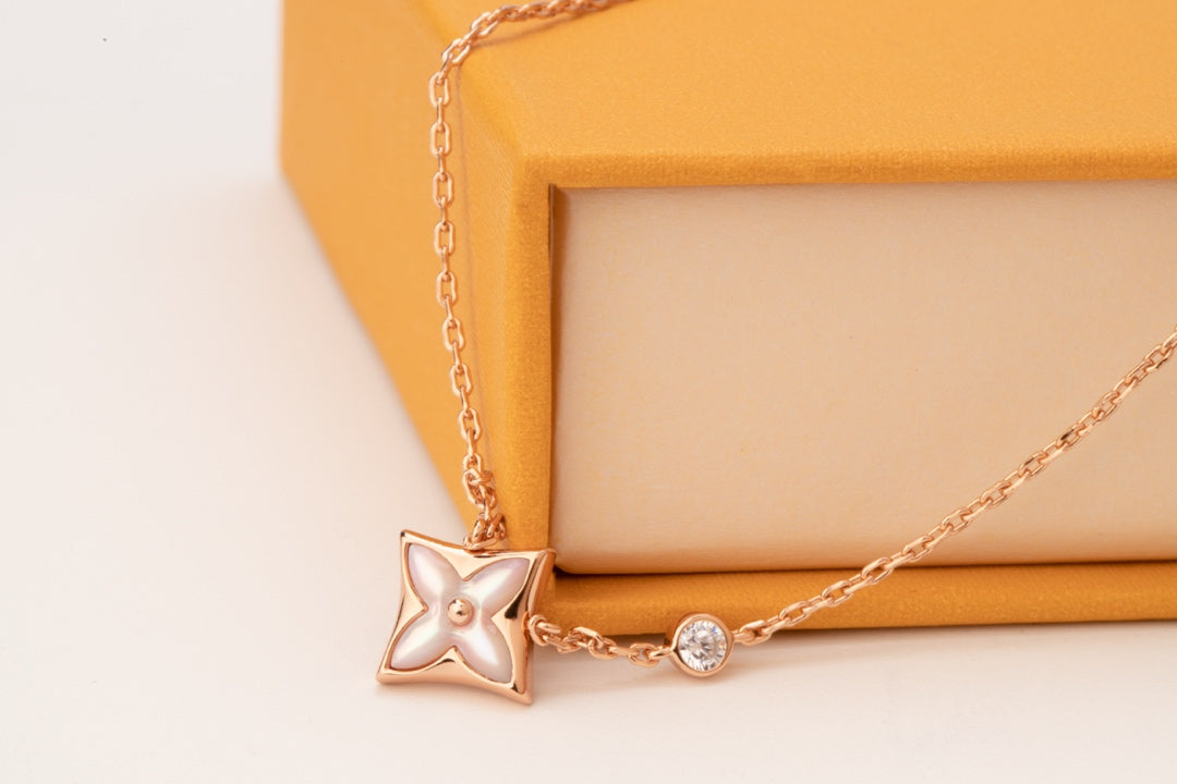 [Spark]STAR PINK MOP 1 DIAMOND PINK GOLD NECKLACE