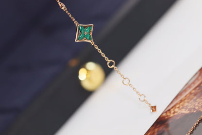 [Spark]STAR AND SUN 4 MOTIF PINK GOLD MALACHITE BRACELET