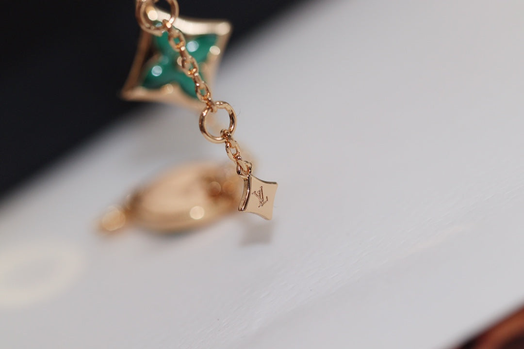 [Spark]STAR AND SUN 4 MOTIF PINK GOLD MALACHITE BRACELET