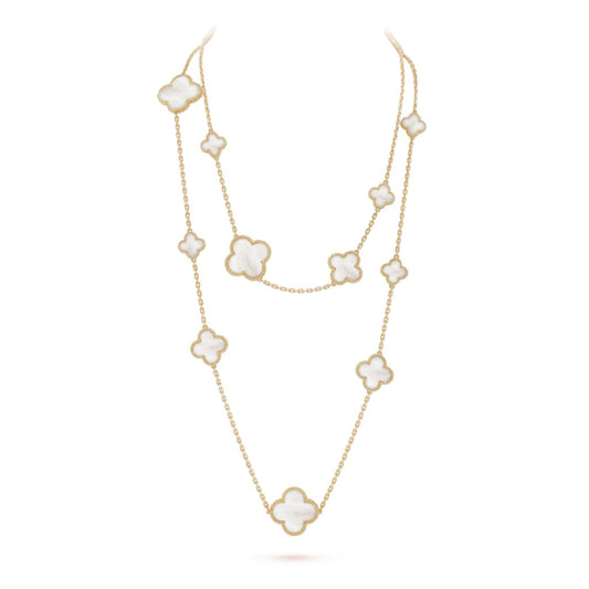 [Spark]CLOVER 16 MOTIF WHITE MOP GOLD NECKLACE