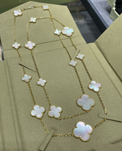 [Spark]CLOVER 16 MOTIF WHITE MOP GOLD NECKLACE