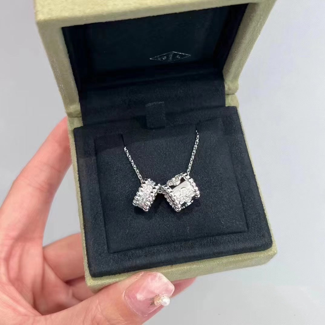 [Spark]PERLEE DOUBLE PENDANT SILVER DIAMOND NECKLACE