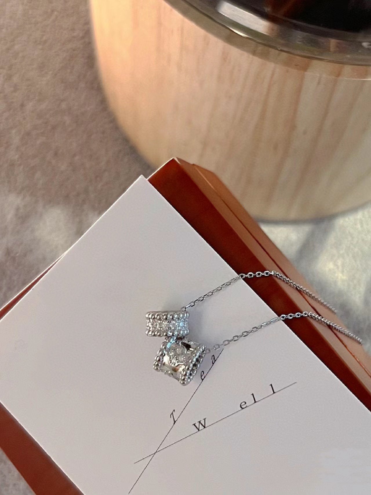 [Spark]PERLEE DOUBLE PENDANT SILVER DIAMOND NECKLACE