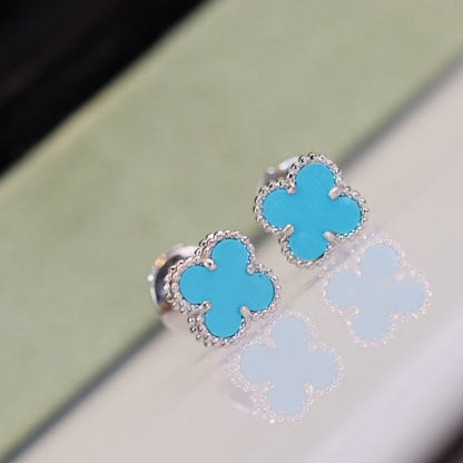 [Spark]CLOVER MINI TURQUOISE SILVER STUD EARRINGS