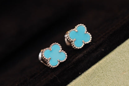 [Spark]CLOVER MINI TURQUOISE SILVER STUD EARRINGS