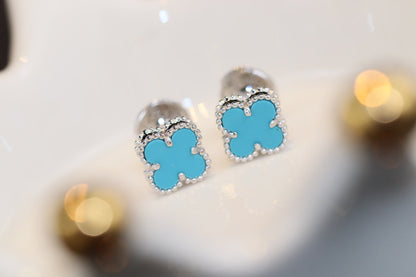 [Spark]CLOVER MINI TURQUOISE SILVER STUD EARRINGS