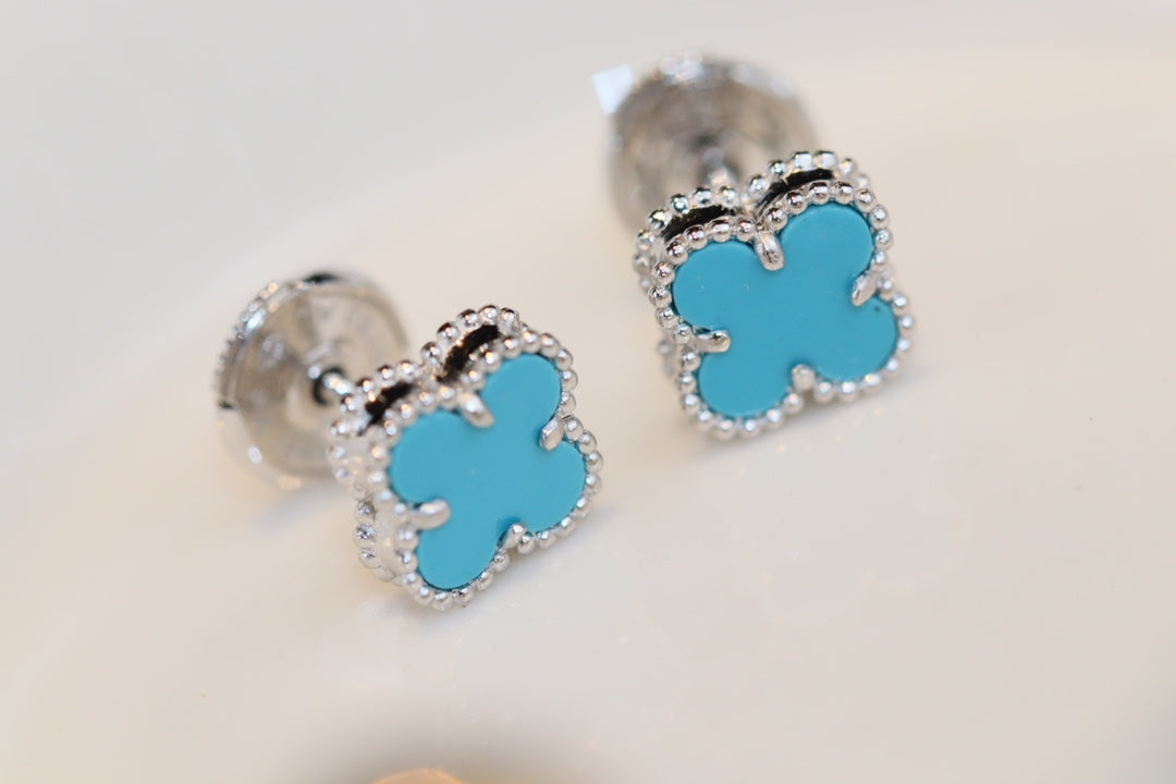 [Spark]CLOVER MINI TURQUOISE SILVER STUD EARRINGS