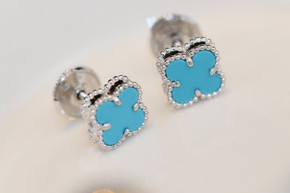 [Spark]CLOVER MINI TURQUOISE SILVER STUD EARRINGS