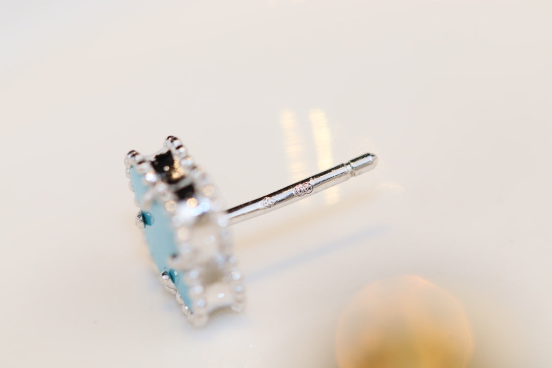 [Spark]CLOVER MINI TURQUOISE SILVER STUD EARRINGS