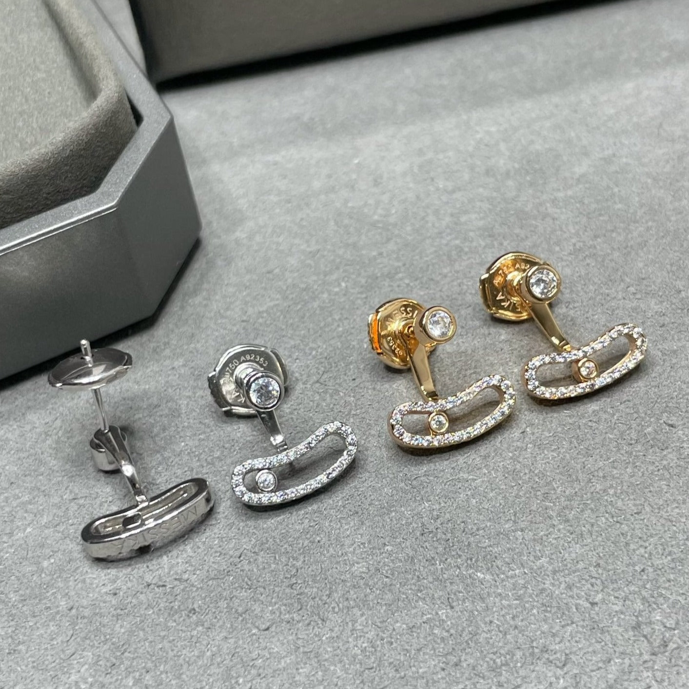 [Spark]MOVE UNO PINK GOLD DIAMOND EARRINGS