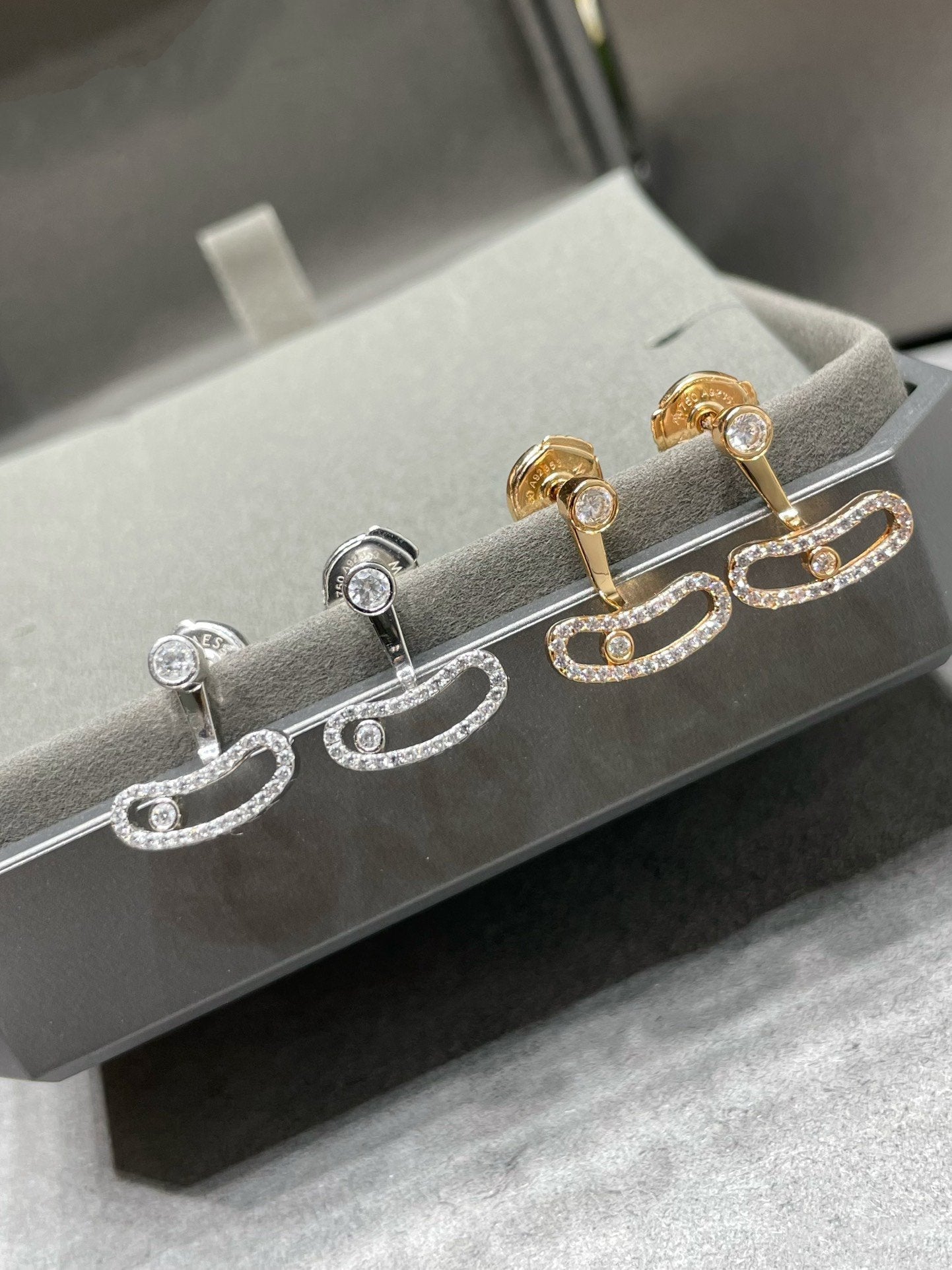 [Spark]MOVE UNO PINK GOLD DIAMOND EARRINGS