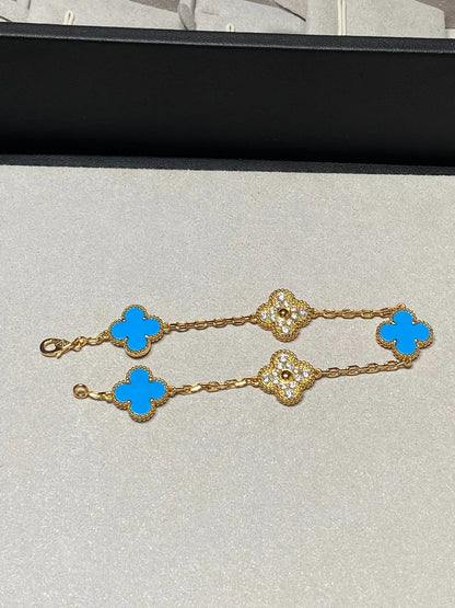 [Spark] CLOVER 5 MOTIF BLUE AGATE BRACELET COLLECTION