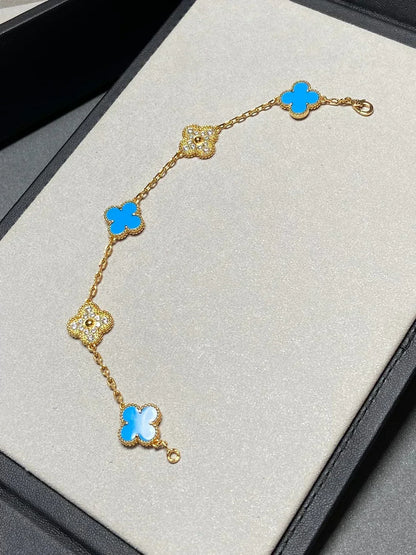 [Spark] CLOVER 5 MOTIF BLUE AGATE BRACELET COLLECTION