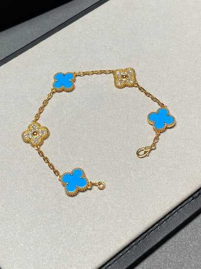 [Spark] CLOVER 5 MOTIF BLUE AGATE BRACELET COLLECTION