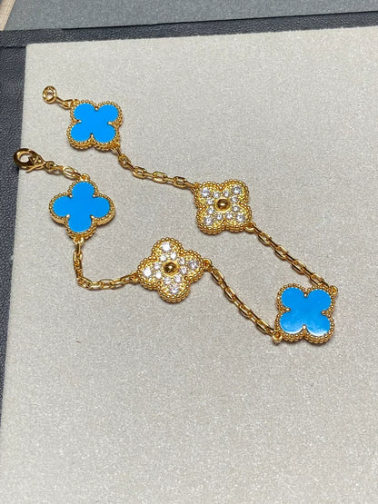 [Spark] CLOVER 5 MOTIF BLUE AGATE BRACELET COLLECTION