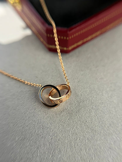 [Spark]LOVE NECKLACE DOUBLE RING PINK GOLD