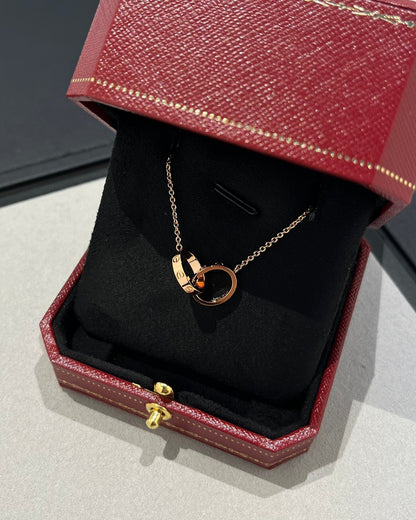 [Spark]LOVE NECKLACE DOUBLE RING PINK GOLD