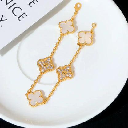 [Spark]CLOVER WHITE PEARL MOP 5 MOTIF BRACELET COLLECTION