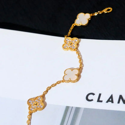 [Spark]CLOVER WHITE PEARL MOP 5 MOTIF BRACELET COLLECTION