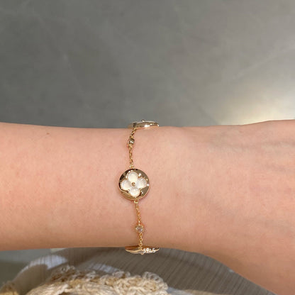 [Spark]STAR AND SUN 4 MOTIF WHITE MOP PINK GOLD BRACELET