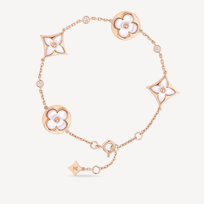 [Spark]STAR AND SUN 4 MOTIF WHITE MOP PINK GOLD BRACELET
