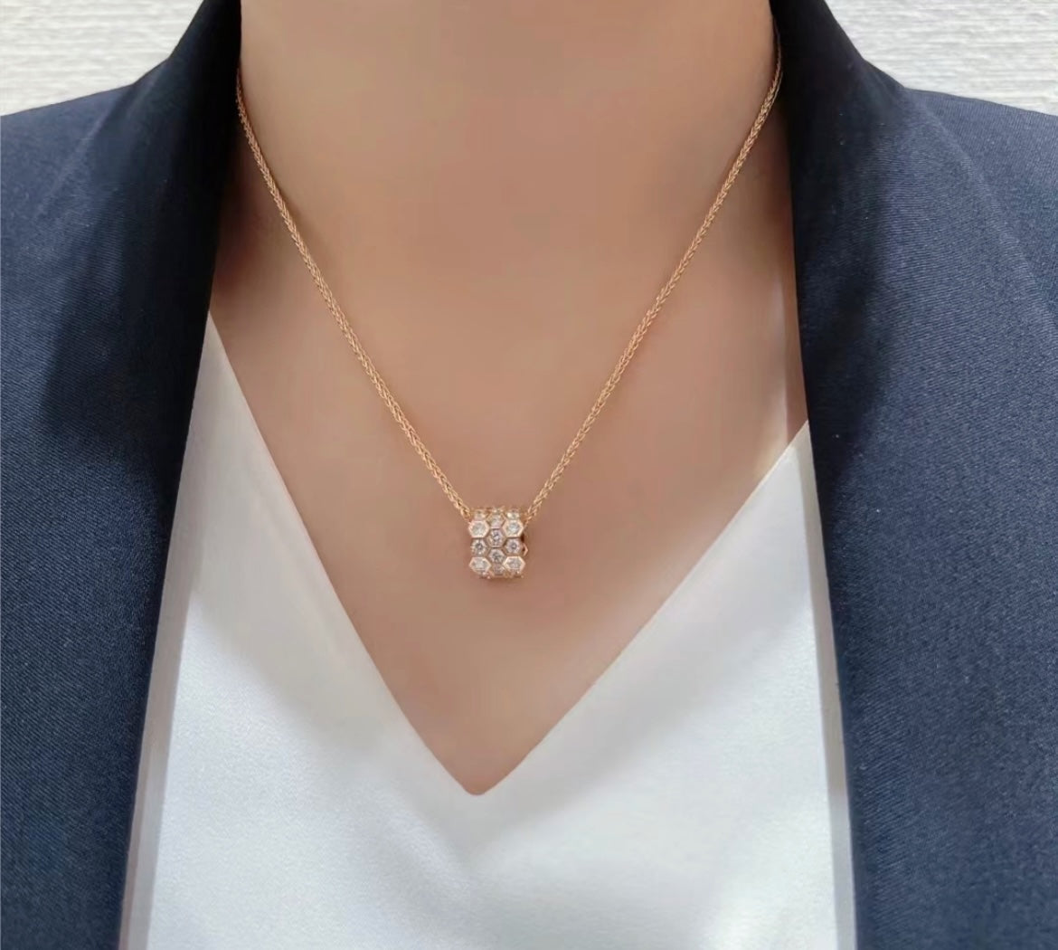 [Spark]BEE LOVE DIAMOND PAVED 3 ROW NECKLACE