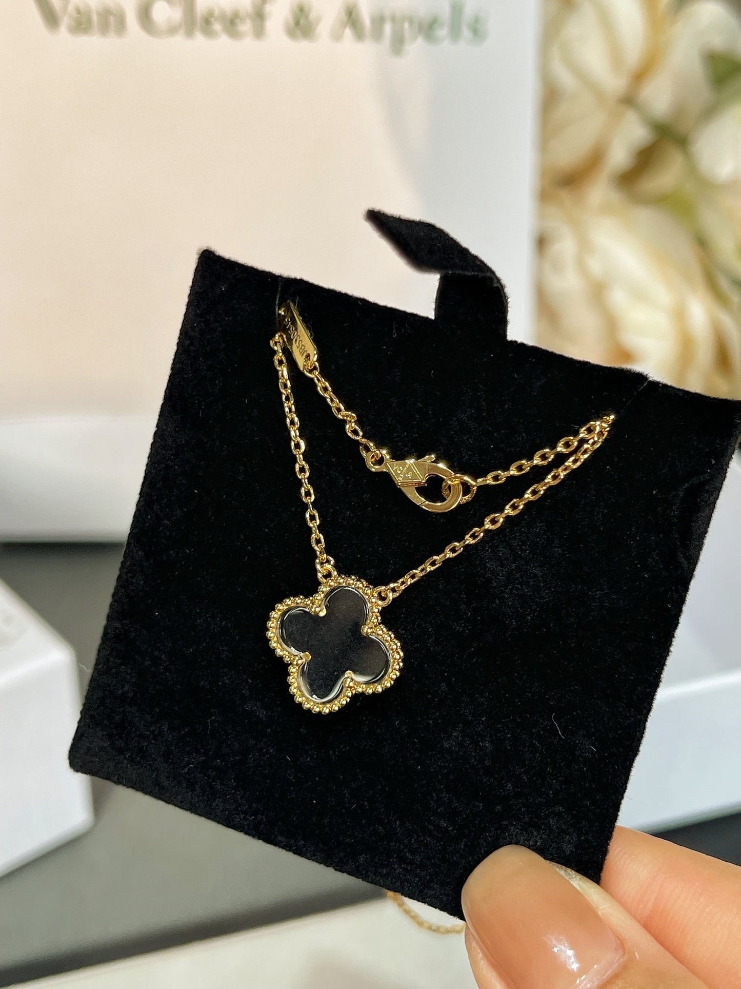 [Spark]CLOVER ROCK CRYSTAL Spark GOLD NECKLACE