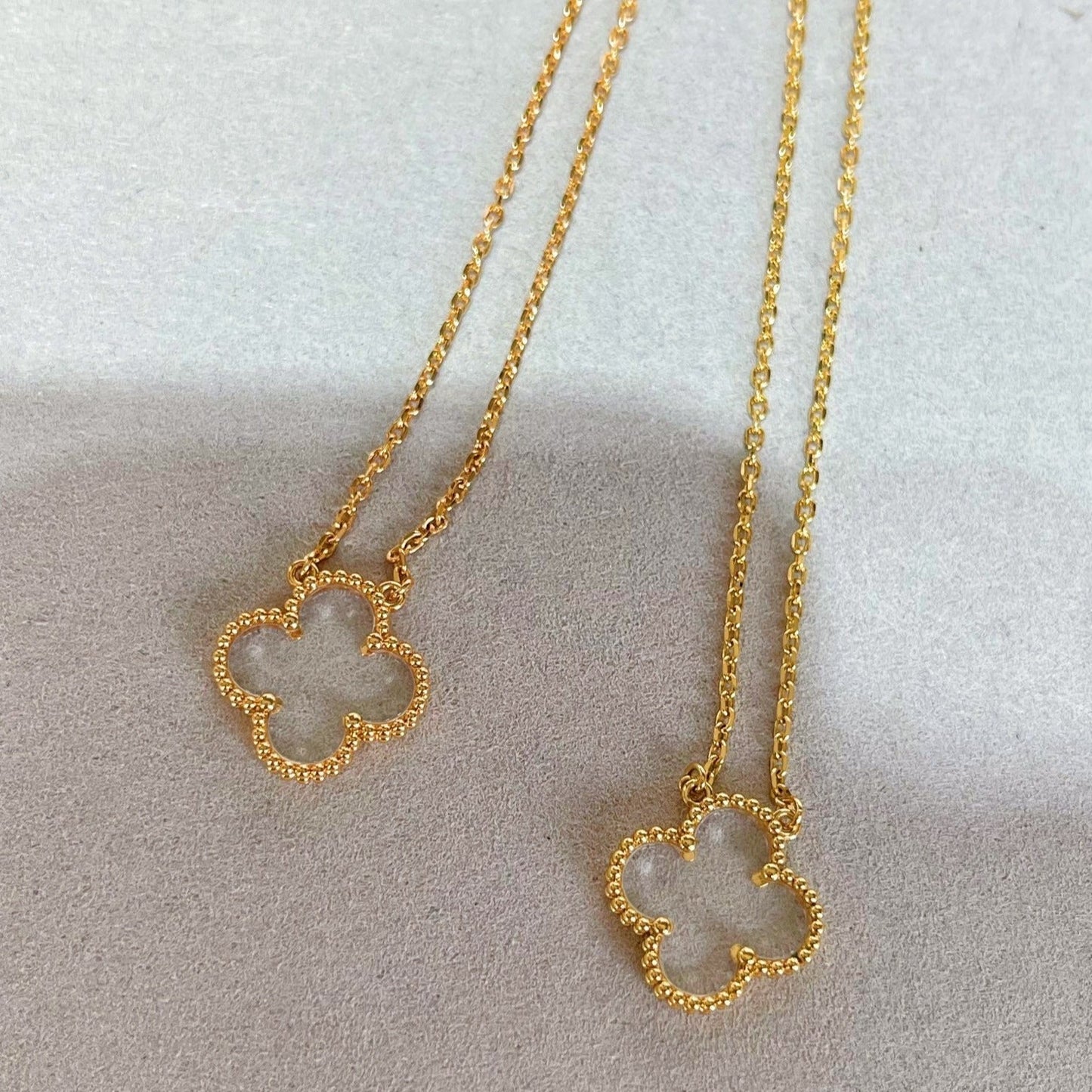 [Spark]CLOVER ROCK CRYSTAL Spark GOLD NECKLACE