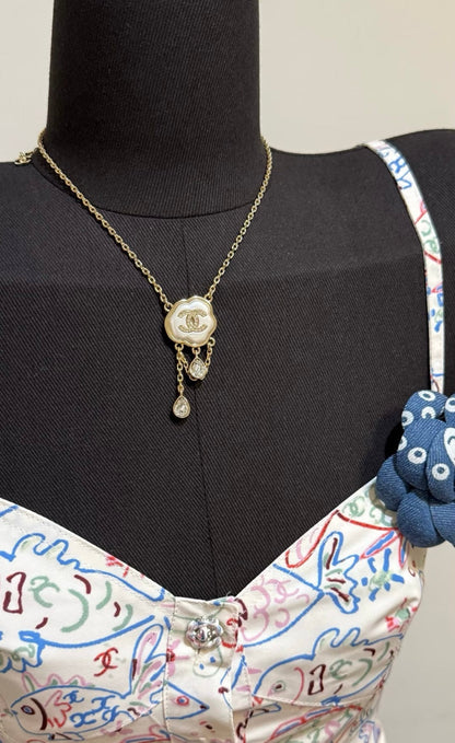 [Spark]Cloud Pearl Mother-of-Pearl Diamond Chain Pendant Necklace