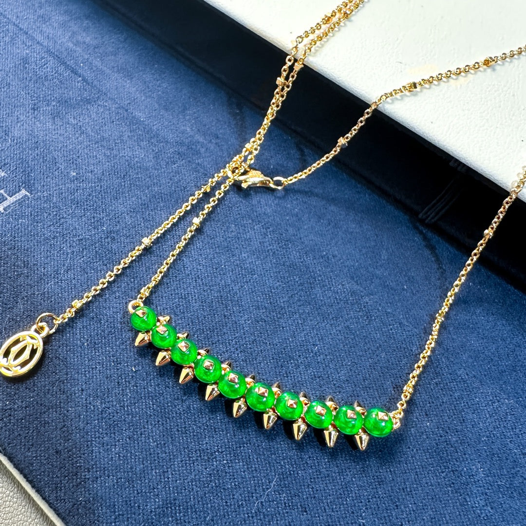 [Spark]New Arrival: Green Bead Rivet Necklace