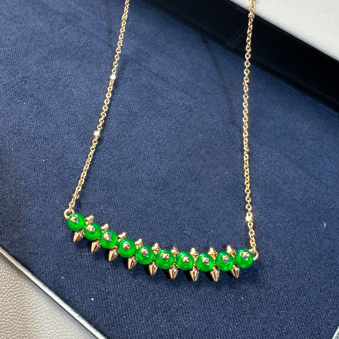 [Spark]New Arrival: Green Bead Rivet Necklace