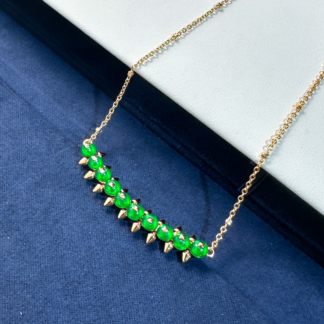 [Spark]New Arrival: Green Bead Rivet Necklace
