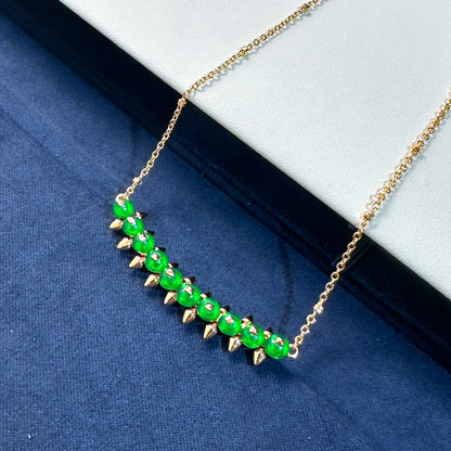 [Spark]New Arrival: Green Bead Rivet Necklace