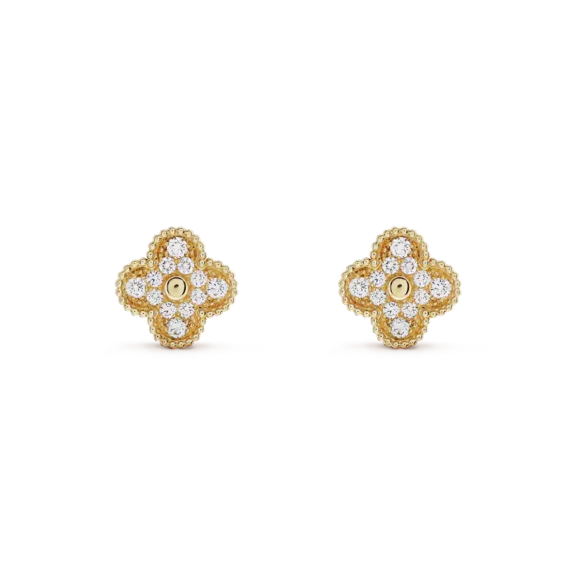 [Spark]CLOVER MEDIUM 1 MOTIFS FUll DIAMOND EARRINGS