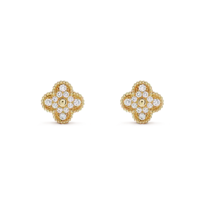 [Spark]CLOVER MEDIUM 1 MOTIFS FUll DIAMOND EARRINGS