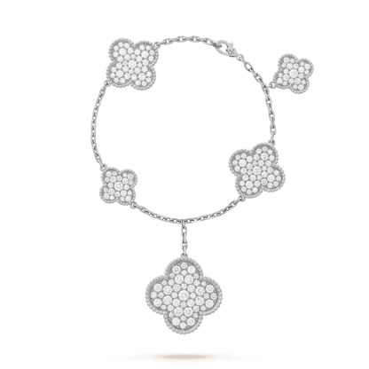 [Spark]CLOVER 6 MOTIFS SILVER DIAMOND BRACELET