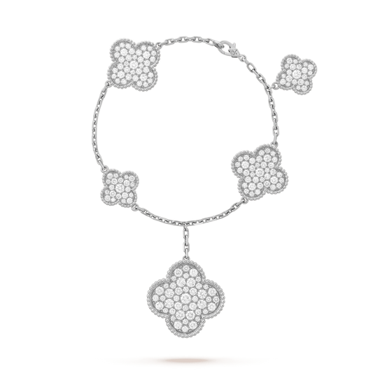 [Spark]CLOVER 6 MOTIFS SILVER DIAMOND BRACELET