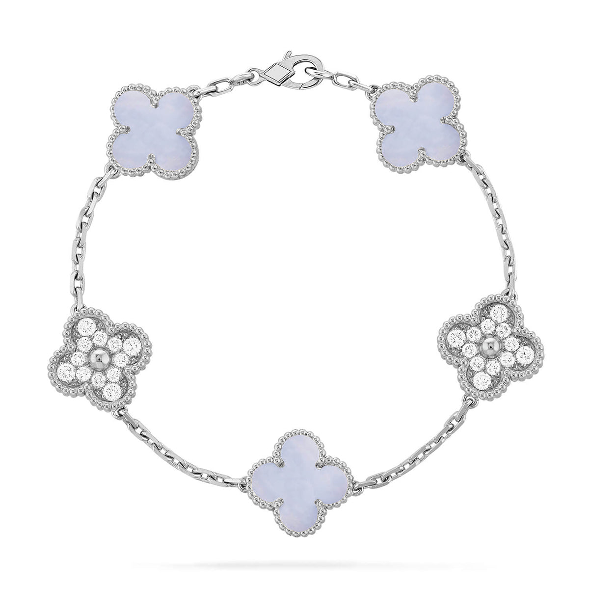 [Spark] CLOVER 5 MOTIF PURPLE CHALCEDONY BRACELET COLLECTION