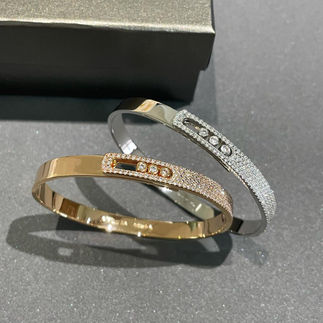 [Spark]Move Noa Rose Gold Pavé Diamond Bangle Bracelet